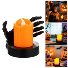 Halloweenské LED svíčky se zářící kostrou, ruční napájené bezplamennými čajovými svíčkami na baterie pro párty (včetně 3