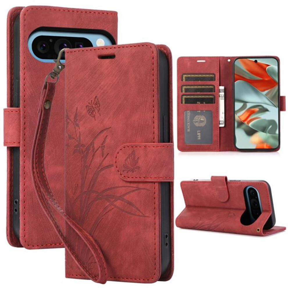 Orchids & Butterflies Embossed Leather Flip Wallet Case With 3-Card Holder & Magnetic Closure For Google Pixel 10 Pro Xl 9450273072272