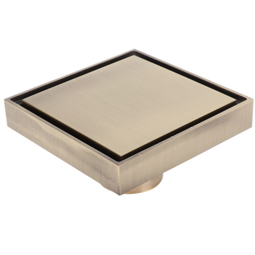 Square Tile Insert Drain In Antique Copper For Various Spaces, Removable Cover Offering Easy Accessibility To Internal Components 2
