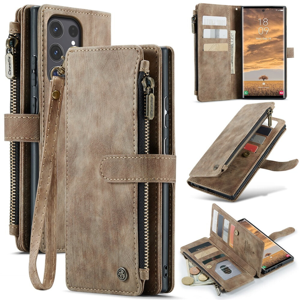 Caseme Wallet Case For Samsung Galaxy S24 Ultra Â Pu Leather Magnetic Flip, Lanyard Strap, Zipper Card Holder, 6.8-Inch 9329345384004