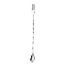 12-Inch Long Bar Spoon & Stirrer with Forked End, Professional Stainless Steel Cocktail Mixing Tool for Home Bartending (Silver)