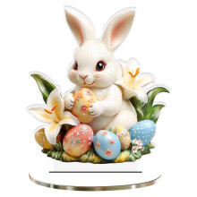 Village de Pâques 3D en acrylique avec lapin – Décoration intérieure de Pâques, maisons en pain d'épice en résine, centre de table