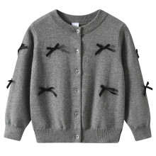 Meisjesvest met zakken, grijs, 4-5 jaar