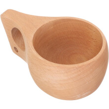 Cuillère doseuse en bois avec manche pour riz/eau – Outil de cuisine et de camping en bois naturel