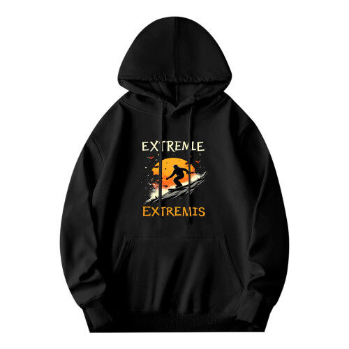 Ανδρικό φούτερ με κουκούλα και τσέπες - Extreme Ski Snowboard Graphic Design Ηλιοβασίλεμα Φόντο 2