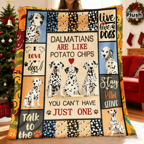 Κουβέρτα από φλις Dalmatian Dog Lovers – Μαλακή βελούδινη φανέλα με σχέδιο κουταβιού, 1