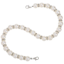 3Stk Schulterriemen Perlenkette Metall Kunststoff Elegant Weiß