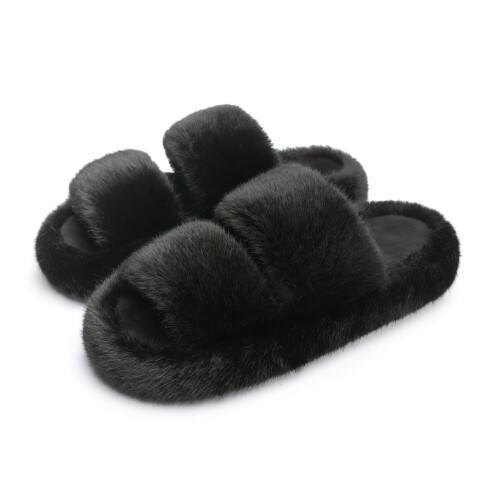 Dame hjemmesko i memory foam, sort, størrelse 6,5-8