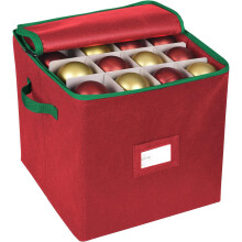 Christmas Storage Box with 64 Compartments, Decorative Storage Organizer with Christmas Ornaments for Easy Holiday Decoration and Home Organization