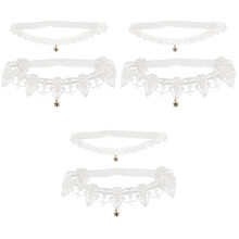 6Pcs Fashion White Lace Stockings Rhinestone Wedding Garter for Bride