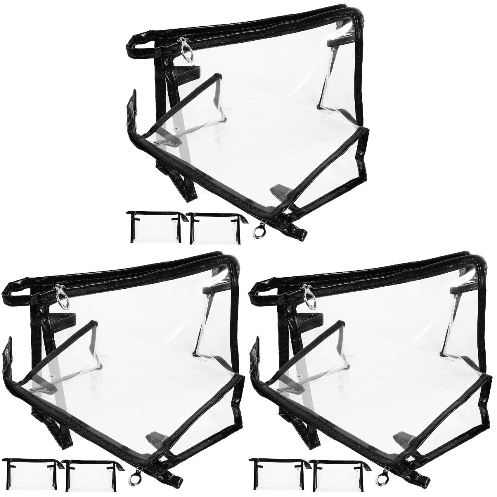 Inoomp Black 12Pcs Travel Cosmetic Bag Pvc Clear Makeup Pouch Organizer