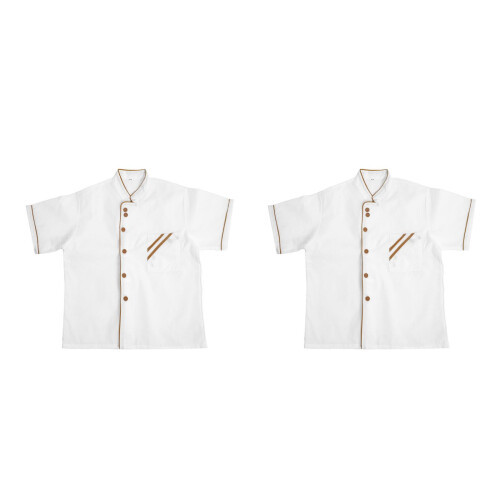 2Pcs White Short Sleeve Casual Loose Catering Jacket