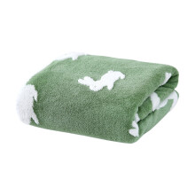 Serviettes de bain en liquidation - Serviette de Pâques jacquard ultra douce à motifs lapins corail (70 x 140 cm) - Verte