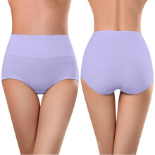 Womens Underwear Seamless High Waisted Briefs Stretch No Show Breathable Full Coverage Solid Color Ladies Panties