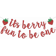 Décorations, banderole « One » et accessoires pour une fête d'anniversaire sur le thème des fraises pour une petite fille – Compatibles avec