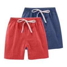 FFENYAN 2PC Kids Solid Sports Shorts Set, Faux Linen Drawstring Shorts, Ages 2-13, Multi-Color Options