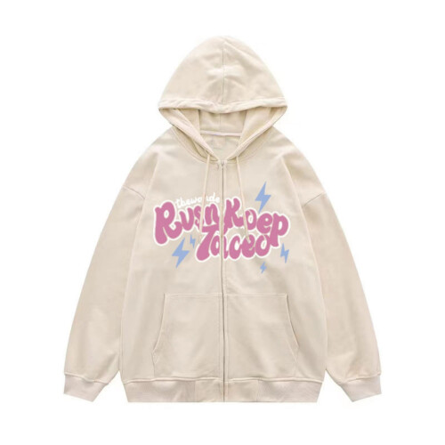 Sweat à capuche unisexe kaki uni, fermeture éclair, taille M