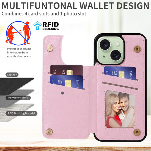 Θήκη iPhone14 με θήκη για κάρτες, θήκη με φλοράλ αναδιπλούμενο στήριγμα από δέρμα PU με 1