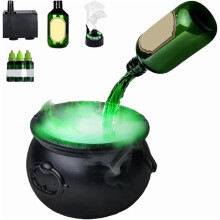 Zestaw dekoracji Halloween w kształcie kociołka czarownicy 15" z pływającą butelką na miksturę 30 ml, efekt bańki ducha – upiorny gadżet