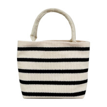 Gestreifte Canvas-Tragetasche – Leichte, stylische und kompakte Schultertasche für Damen, ideal zum Einkaufen und für den Alltag