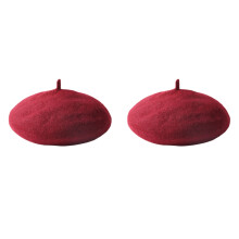2Pcs Wool Hat for Baby Dark Red Children Beret Lightweight Warm Winter