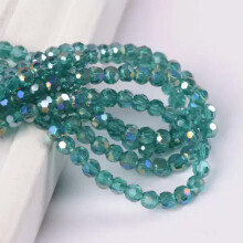 Lote de 200 cuentas sueltas de cristal esférico facetado redondo de 3 mm para manualidades - Verde pavo real AB