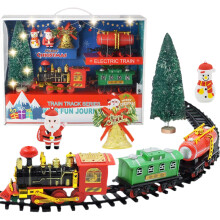 Gift Idea For Children, Battery-Operated Christmas Train With Luminous Music Function, Durable Plastic Train Set For Safe Play, Easy Assembly