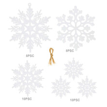 36-Piece Plastic White Hanging Snowflake Ornaments