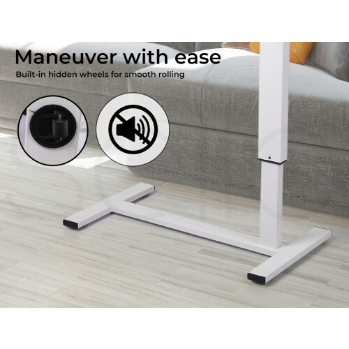 Levede Electric Height Adj. Over Bed Desk Oak 2