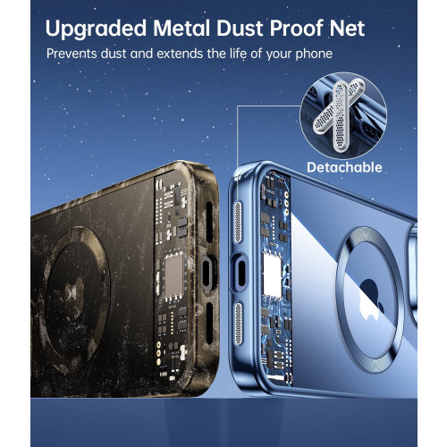 Μαγνητική θήκη τιτανίου JUESHITUO για iPhone15Pro Max – Γυαλιστερό μπλε, πλήρης προστασία 2