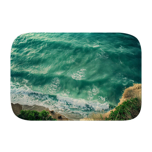 Beach waves1034Αντιολισθητικό χαλί μπάνιου με αφρό μνήμης: Απορροφητικό, γρήγορο 2