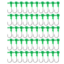 Anglers' Dream, Razor-sharp Hooks Jig Heads with Luminous Bait for Night Fishing, 50Pcs Green, High-quality Metal Ensures Longevity and Reliability