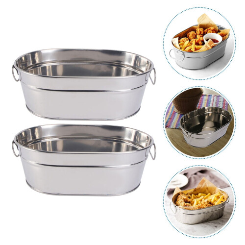 Ovale Wanne aus verzinktem Stahl mit seitlichem Griff – 2er-Set 2
