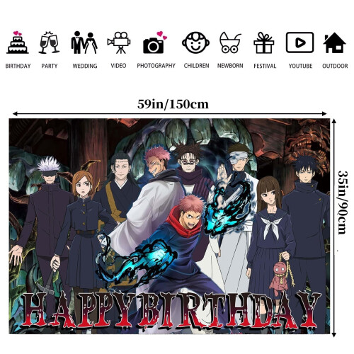 Σκηνικό γενεθλίων Jujutsu Kaisen 150x90εκ. 1