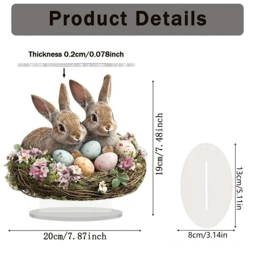Easter Decorations: 2D Acrylic Easter Eggs & Rabbit Ornaments for Tabletop, Wall – Compatible with Spring & Holiday Parties 2