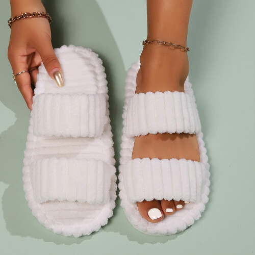 Pantofole da donna Willtoo con capelli ricci e design color caramella per uso interno, morbide e comode per la casa 2
