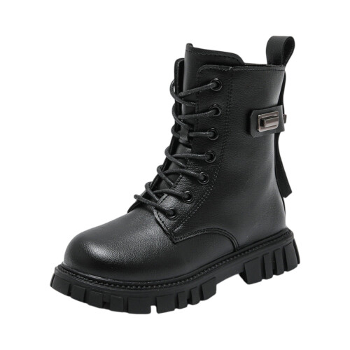 Children's Boots Single Boot British Student Laced Side Zipper Short Boots 1