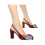 Women's Rhinestone Bow Leather Block Heel Pumps 2