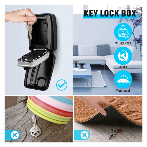 Wall Mounted Key Storage Box Safe Waterproof Anti-Theft Key Box with Combination Lock Password,Multiple Options Available 2