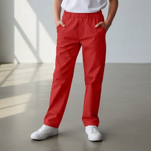Boys' School Uniform Chino Pants with Pockets Red Stretch 1