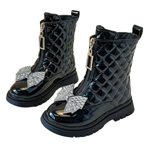 Children's Boots Single Boot British Princess Bow Zipper Short Boots 1