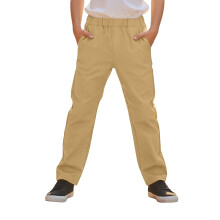 Boys Uniform Chino Pants Khaki Straight Fit with Pockets