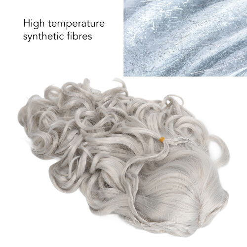 Matte Silver Long Curly Braided Wig 28.3in 72cm 2