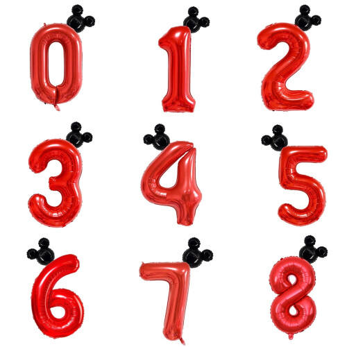 Σετ μπαλόνια foil anime Mickey1Number με άχυρο 1