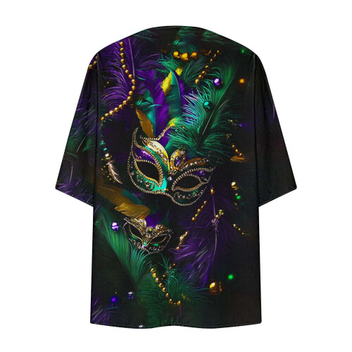 Ζακέτα Mardi Gras για γυναίκες Fat Tuesday με ελαφρύ γκλίτερ και ανοιχτό μπροστινό μέρος, 2