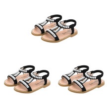 3Pcs Comfortable Beige PU Girls Sandals with Pearls for Babies
