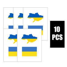 Ensemble d'autocollants Drapeau et Carte de l'Ukraine – 6 x 8 cm, 10 ou 50 pièces