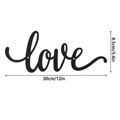 123.4 ίντσες Word LOVE Διακόσμηση τοίχου Ρουστίκ μαύρη μεταλλική διακόσμηση τοίχου 1