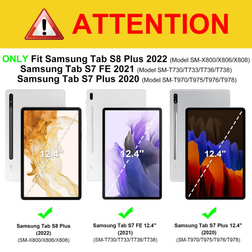 Capa com teclado e suporte inteligente e fino, compatível com Samsung Galaxy Tab S7FE / S7Plus de 12,4 polegadas, removível, com touchpad integrado 1