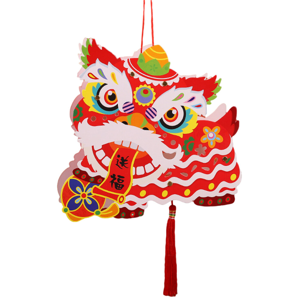 Mushroom Floating Shelves Chinese New Year Decorations Diy Paper Lantern Kits, Festive Red Lantern With Glowing Tiger Design For Wall Hanging Party 9028731448350